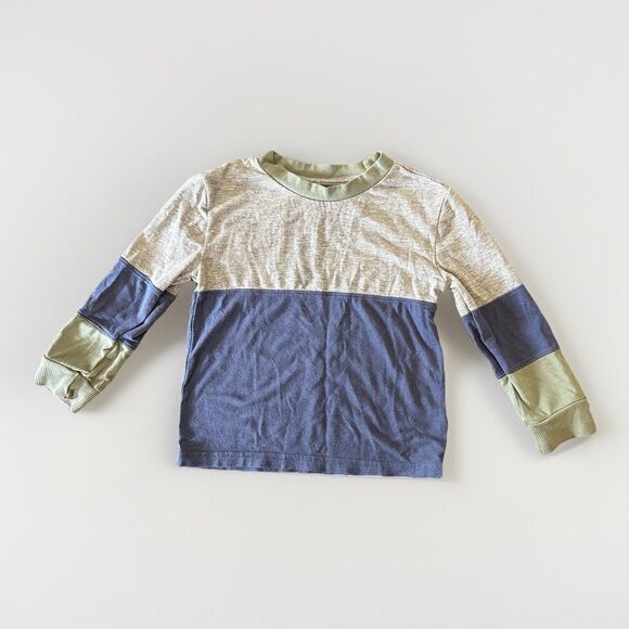 Play By Little Sleepies Colorblock Relaxed Panel Tee Size 2T Long Sleeve Shirt - Picture 1 of 6